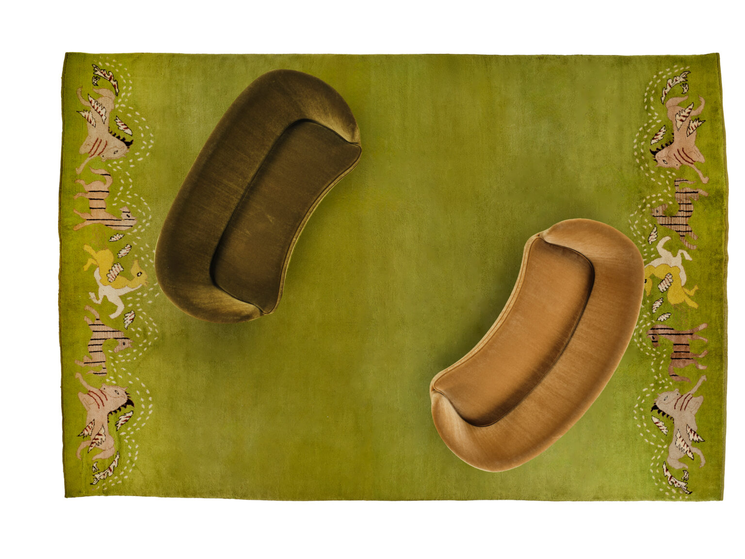 Faux Pair of Large Curved Sofas – Gio Ponti, photo 1