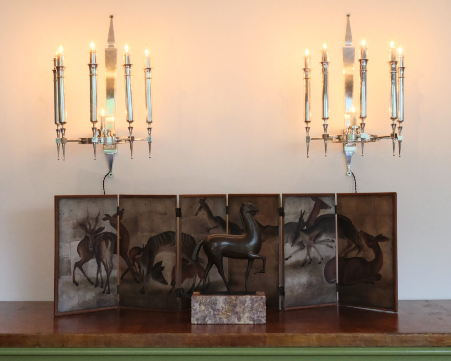 Pair of wall sconces – Gilbert Poillerat, photo 2
